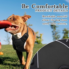 Funfox Dog Harness for Medium Dogs No Pull Chest Harness Adjustable Dog Harness Set Medium Dogs Anti-Pull Harness Dog Medium Dogs Breathable Anti-Pull Harness Dog Harness Black M