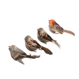Pokinge 4Pcs Simulated Birds with Clip Artificial Feather Foam Sparrow Fake Birds Garden Crafts Random Artificial Bird Ornament Prop for Home Decor
