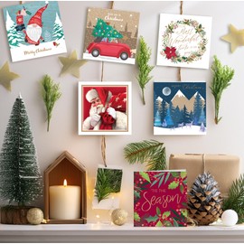 Christmas Cards Bumper Box 30 Assorted Xmas Cards - 6 Designs Cute & Traditional & Envelopes