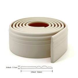 Taaizau Hardened Peel and Stick Baseboard Trim, Flexible Strip and Caulk for Floor, Chair Rail, Wall Base (9.8 ft x 3.9 inch, Beige, Foam Material)