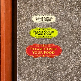 Signs ByLITA Designer Please Cover Your Food Sign (Red) - Small