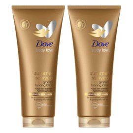Dove Summer Revived Medium to Dark Gradual Tanning Lotion for a gradual tan and natural, radiant glow non‑greasy self-tan for all skin types 200 ml x2
