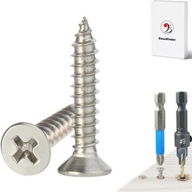 Wood Screws - 120PCS Flat Head Phillips Screws, 304 Stainless Steel Screw with Adjustable Wood Countersink Kit (#6 x 3/4")