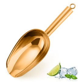 Metal Ice Scoop 6oz, Leonyo Stainless Steel Ice Scoop for Freezer, Reusable & Small Food Scooper for Ice Cube Machine, Cocktail Bar Bucket, Wedding Party, Store Popcorn, Candy – Glod