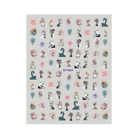 Abstract Contour Line Face Woman Flower Nail Sticker Autumn Leaf Heart Xh738Sa Nail Wraps Stickers Manicure Supplies for Women Nails Full Long Lasting Easy Apply and Remove