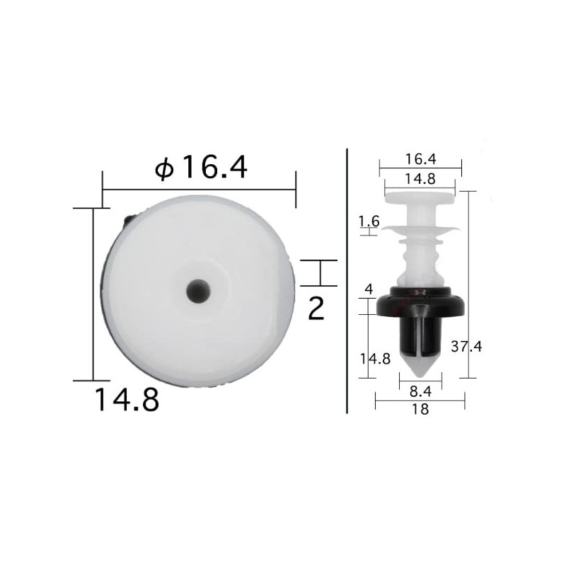 Boston BC5566 Auto Parts Clip, White/Black, 10 per Bag