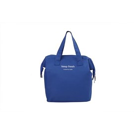 Insulated Lunch Bag, Bento Bag, 9.8 x 6.7 x 5.5 inches (25 x 17 x 14 cm), Blue with Zipper