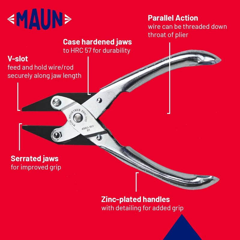 Maun Parallel Action Flat Nose Plier (4860) - 125/140/160/200mm