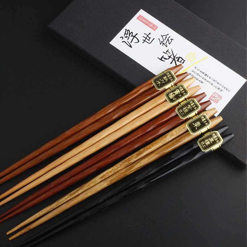 Rpanle Chopsticks, 5 Pairs Japanese Natural Wood Chopsticks, Reusable Chopsticks