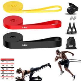 ACM Elastic Bands for Muscle Building 3 Levels + Anchoring Home Gym Elastic Bands for Muscle Training Home Elastic Fitness Bands Fitness
