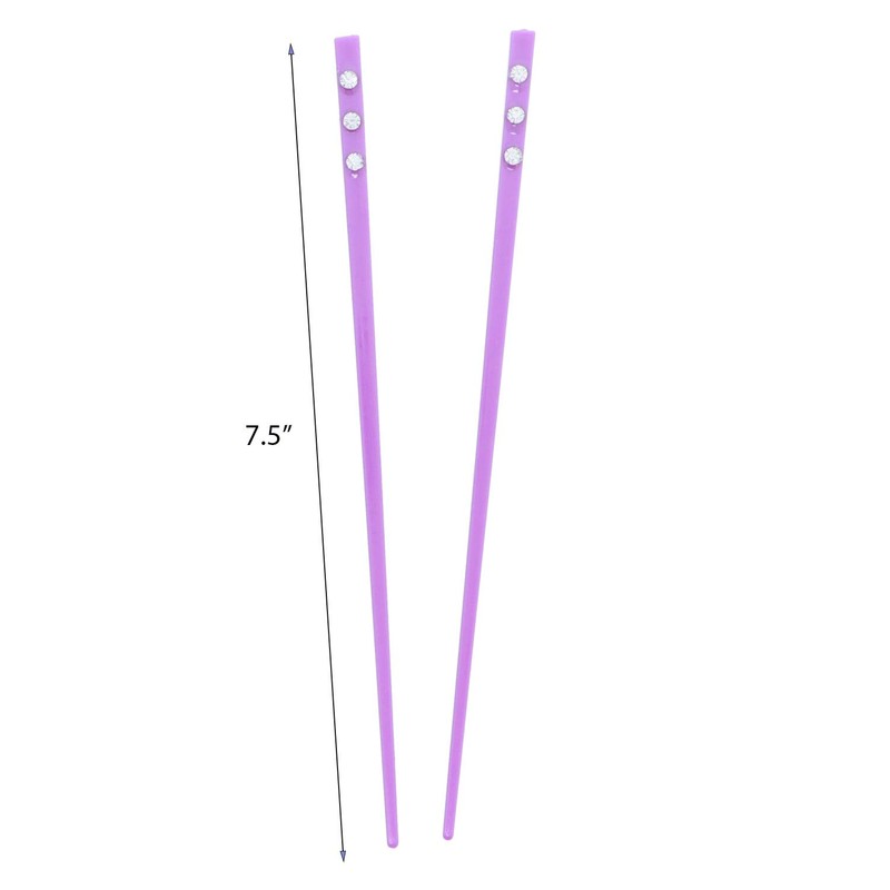 Set of 2 Hair Sticks with 3 Diamonds Chopsticks -