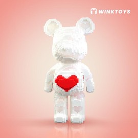 Bear Building Block,Winktoys building block,Bear Toys,Birthday Gift,Educational,Boy,Girl,Trend Decoration,Cool Gifts,Brick,Family Bonding:_White Bear with Red Heart