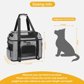MOSISO Cat, Dog, Pet Carrier Airline Approved, Top-Expandable Soft Pets Carrier Bag for Small Medium Cats/Dogs Under 22 LB, Breathable Puppy Carrier for Car Travel Outdoors with Shoulder Strap, Grey