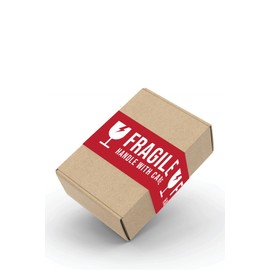 Dino Kraft Packing Tapes. Water Activated Kraft Paper Tapes for Small Box/Carton Packing. 5cm x 50mt Tapes Include Sponge and Instruction Sheet for Easy Application. (Red Fragile)