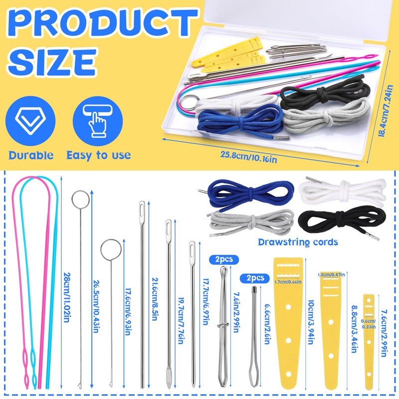 ENCHOL 18 Pcs Drawstring Threader Tool Set with Bodkin, Loop
