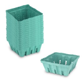 MT Products Green Berry Basket 1/2 Pint - Molded Pulp Fiber Vented Produce Basket (Pack of 15) - Made in the USA