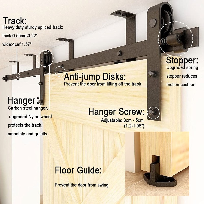 TSMST 10FT Ceiling Mount Sliding Barn Door Hardware Closet Track