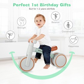 welspo Baby Balance Bikes for 1 Year Old Boys Girls 12-24 Months Kids Toddler Infant Walker Children First Bicycle No Pedal 3 Wheels Mini Bike Riding Toys