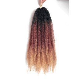 QRHSUKA Marley Twist Braiding Hair 18 Inch Marley Twist Hair 8 Packs Cuban Twist Hair Afro Kinky Curly Crochet Hair Synthetic Marley Hair Extensions (18 Inch(Pack of 8),1B/30/27)