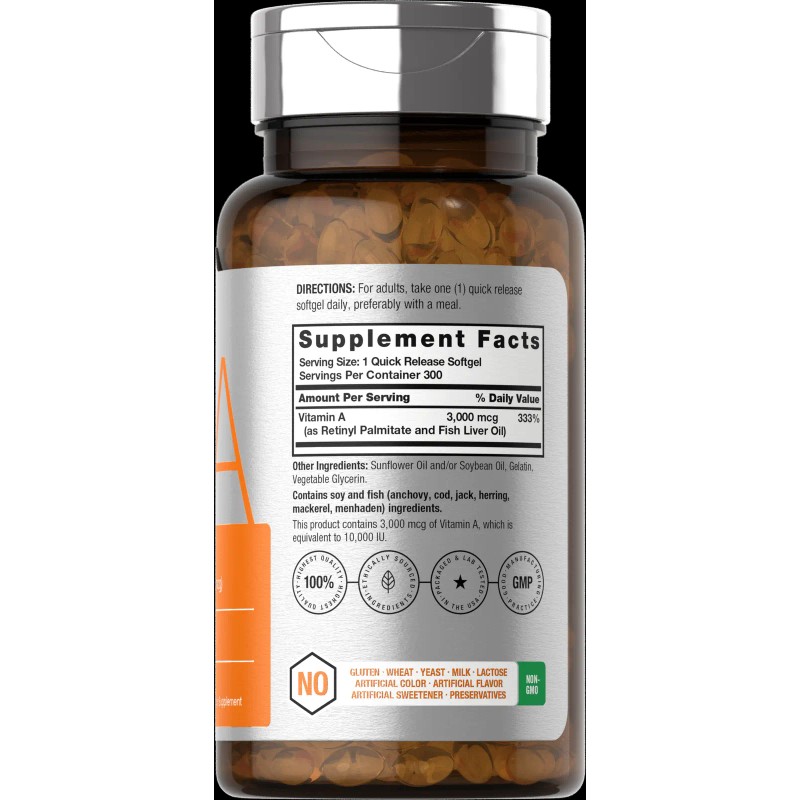 Horbäach Vitamin A 10000 IU | 300 Softgels | Premium