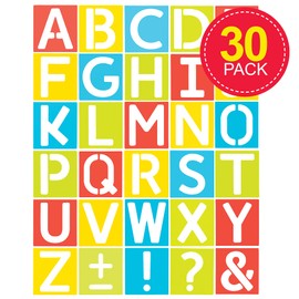Baker Ross FE815 Alphabet Stencils - 30 Pieces, Washable Plastic Stencils for Painting and Crafts with Children, Educational Craft Sets for Children