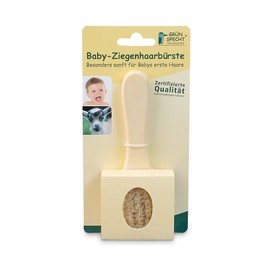 GRÜNSPECHT Ziegenhaarbürste für Babys und Kleinkinder, extra weich, aus Holz und Ziegenhaar, Baby Erstausstattung Neugeborene, Milchschorf, Baby Haarbürste, Baby Pflegeset (520-00)