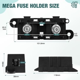 Mega Fuse Holder Pack of 2, AMG MEGA Fuse Holder with Cover, MEGA Car Fuse Holder ANM Automotive MEGA Fuse Holder for Cars, Trucks, Caravans, Buses by XIOGZAXI