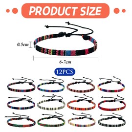 HDGSAFD Pack of 12 braided bracelets, classic fashion bracelet, easy hand wash for women, coloured beach bracelet, universal for men and women, friendship bracelet.