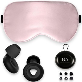 Bodysleep Confort Plus | Set Schlafmaske aus hypoallergener Seide für die Augen und Ohrstöpsel aus Silikon zum Schlafen | bequem, weich, atmungsaktiv, verstellbar – ideal für Nacht und Reise