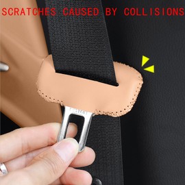 Dragon Art Compatible with Lexus ES RX NX UX GX CT car seat Belt Buckle Cover, seat Belt Clip Cover, Scratch Resistant Leather seat Belt Buckle Protector, and car Interior Accessories (Brown)