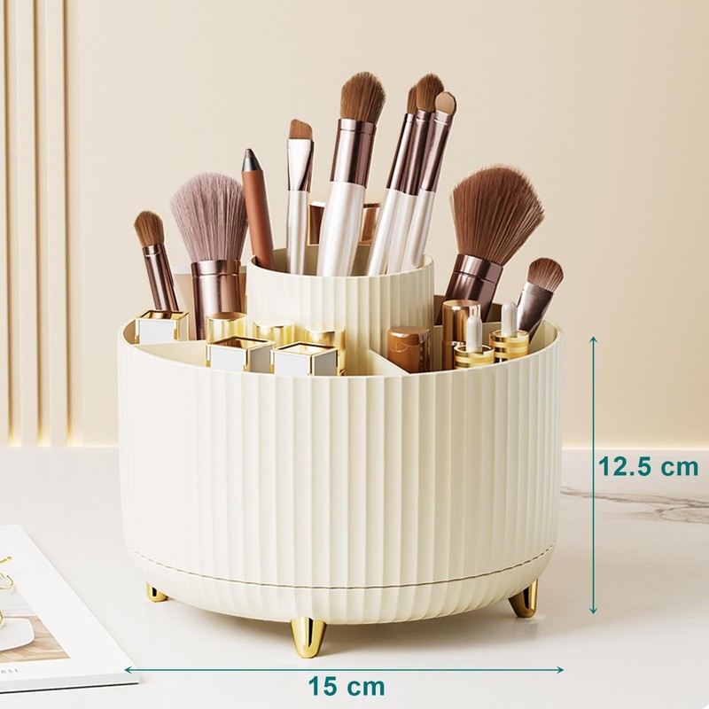 Diesisa Makeup Brush Case, 360° Rotation, Cosmetic Storage, 5 Slots,