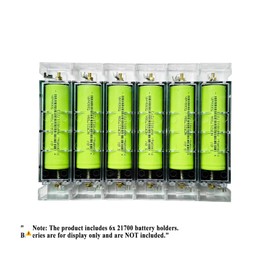 Bistook 21700 Battery Holder, 1-Slot DIY Case with Protection Caps, No Soldering Brass Contacts, Transparent Cover, Modular Storage for Lithium Batteries (6-Pack)