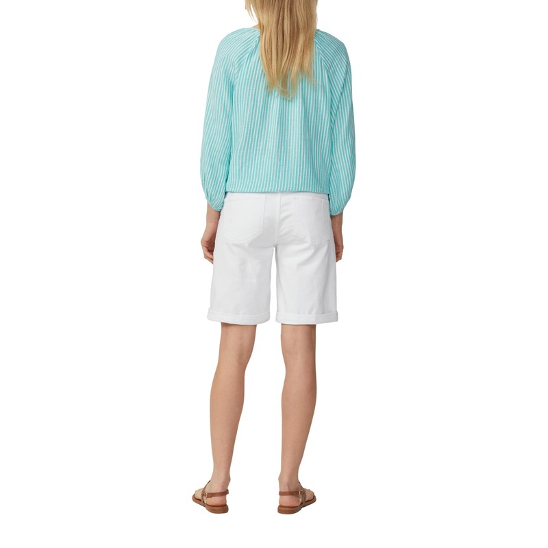 s.Oliver Raglan Sleeve Ruffle Muslin Blouse, turquoise
