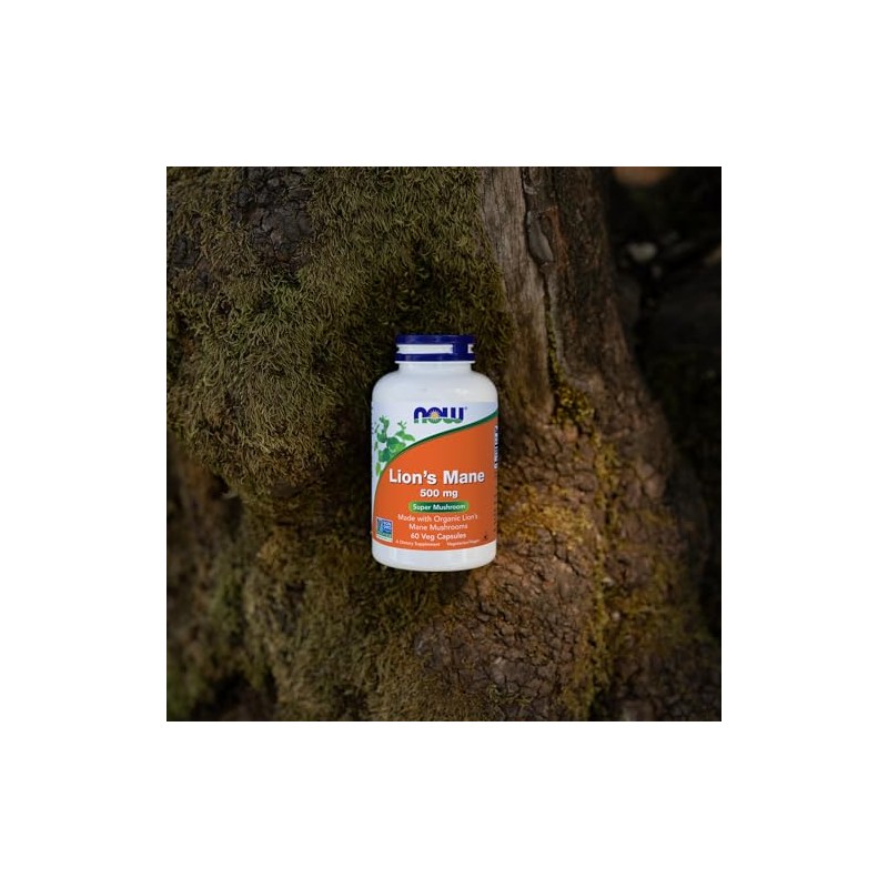 NOW Suplementos, melena de león 500 mg, súper hongo, hecho
