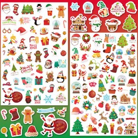 LINAYE 24 Sheets Christmas Stickers for Kids, 1570 PCS Adhesive Christmas Stickers Bulk Cute Goodie Bags Basket Stuffers Party Favors for Kids
