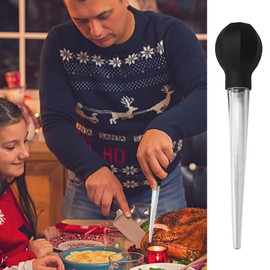 Large Turkey Baster with Cleaning Brush,Stainless Steel Baster Tool for Cooking Easy to Use and Clean,Heavy Duty Baster Tube Dishwasher Safe for BBQ Baking Kitchen Cooking ﻿