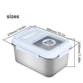 Qiveno Airtight Rice Storage Container Bin 20lb, Stainless Steel Food Storage Containers with Measuring Cup,Spoon, Kitchen and Pantry Canister for Rice, Flour, Sugar, and Baking Supplies(Silver)