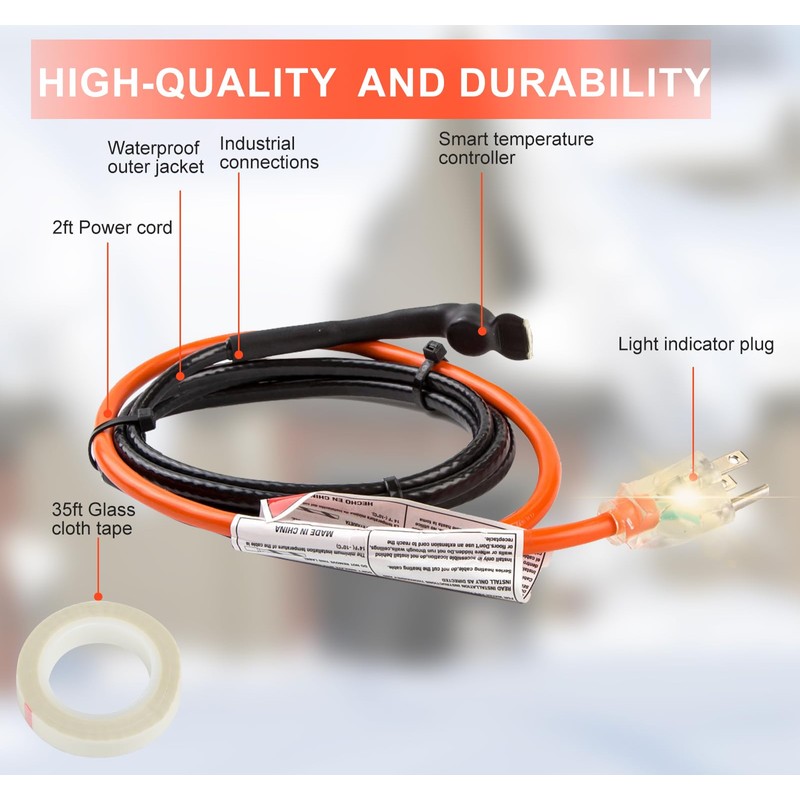 HEATIT Pipe Wrap Heat Tape - Efficient Pipe Freeze Protection,