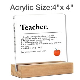 Gifts for Teachers, Teacher Birthday Gift Ideas, Gift for Teachers Christmas Retirement End of Year, Teacher Definition Clear Acrylic Sign for Home Office Decor, 4 x 4 Inches