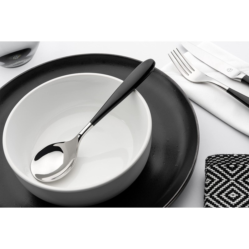 Grunwerg 2DS650BK Yin & Yang Dessert Spoons, Stainless Steel, Black