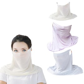 Eowppue 3 Pcs Cooling Scarf-Snood-Neck Gaiter Sun Protection Face Cover, Chiffon Anti-dust Earhook Balaclava Face Scarf, Breathable Ladies Neck Gaiter Foldable Quick Dry Camping Hiking Walking