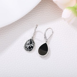 YYmqmq Dragonfly Dangle Earrings 925 Sterling Silver Black Onyx Earrings Leverback Dragonfly Jewelry Gifts for Women Girlfriend