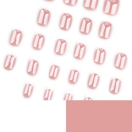White French Tip Press on Nails Extra Short Square Shaped Fake Nails Glossy Pink False Nails with Solid Color Designs Full Cover Acrylic Nails Stick on Nails for Women Nails Manicure Decoration 24 Pcs