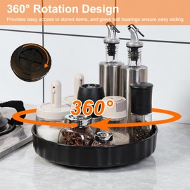 FIHCO Lazy Susan Turntable, 3 Pack Lazy Susan for Kitchen, Cupboard, Fridge, Vanity, Countertop, Under Sink Organizing, 360° Rotation, 26cm+24cm+22cm, Black