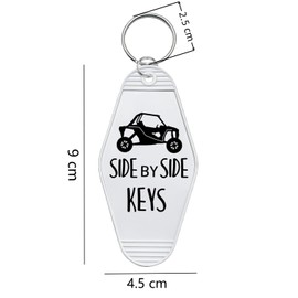 Orhokoyc Key Tag for Side by Side Keys, Off Road Driver Gift Keychain, Retro ATV UTV Key Lable Tag Four Wheeler Biker (White)