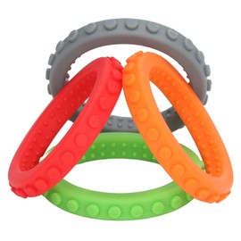 4 Pulseras para Mordedores de bebé, Juguetes Sensoriales para la Dentición, Silicona, Refrigerable, Alivio de Las Encías, Juguete de Desarrollo Temprano