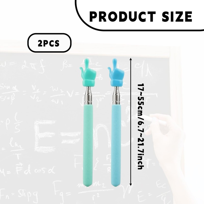 Bojueshaw 2pcs Extendable Teacher Pointer Sticks,Retractable Classroom Pointer,Small Finger Pointer