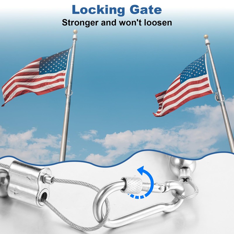 Afcabakila Flag Pole Beaded Retainer Ring, Adjust Length 304 Stainless