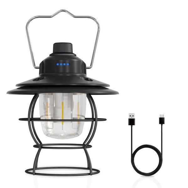 FIELDSPARK USB Rechargeable Retro LED Lantern, Antique Black