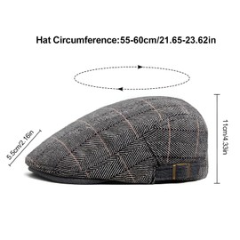 YAMEIZE Retro Flat Cap for Men - Baker Boy's Hat Ivy Adjustable Newsboy Cap Flat Cap Trendy Cabbie Beret Hat Peaky Cotton Driving